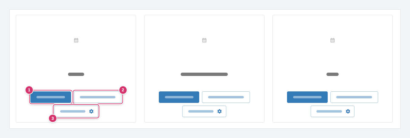 Configuración personal → Calendarios del proveedor · (1) Planificación de citas · (2) Vista previa de reservas · (3) Perfil de contacto